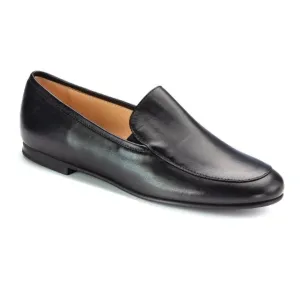 1346 - Classic Black Leather Boys Slip-on Loafers
