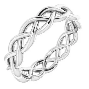 14K White 4.7 mm Woven-Design Band Size 6