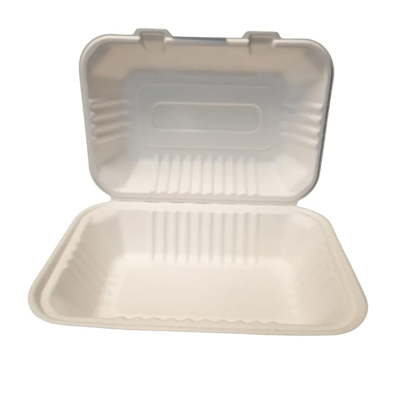 9x6x3 ECO BIODEGRADABLE COMPOSTABLE ONE COMPARTMENT BAGASSE HINGED CONTAINERS 200CT