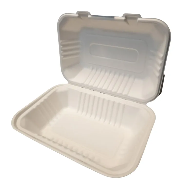 9x6x3 ECO BIODEGRADABLE COMPOSTABLE ONE COMPARTMENT BAGASSE HINGED CONTAINERS 200CT