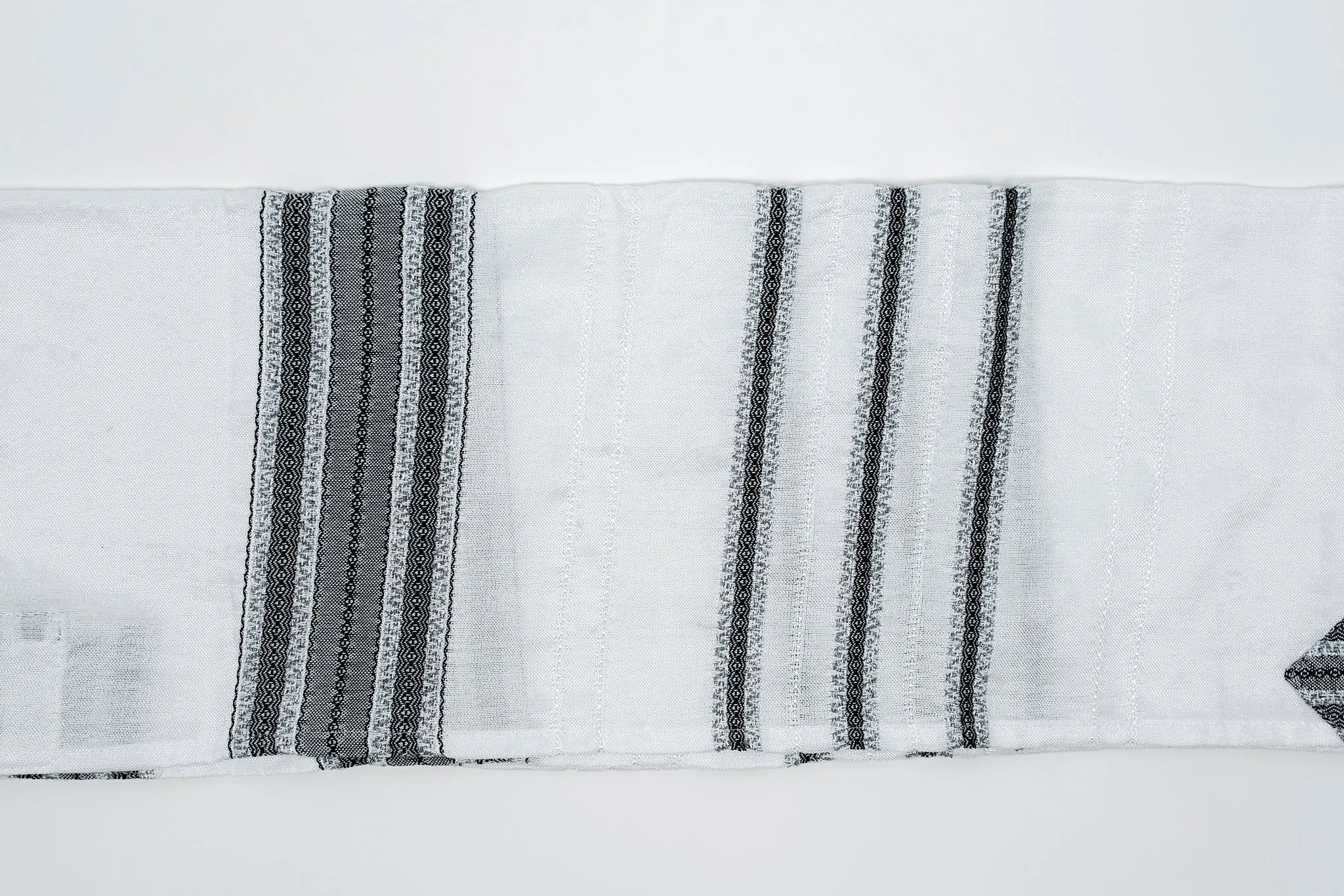 Adam - Silk Tallit - Greys and Silver on White