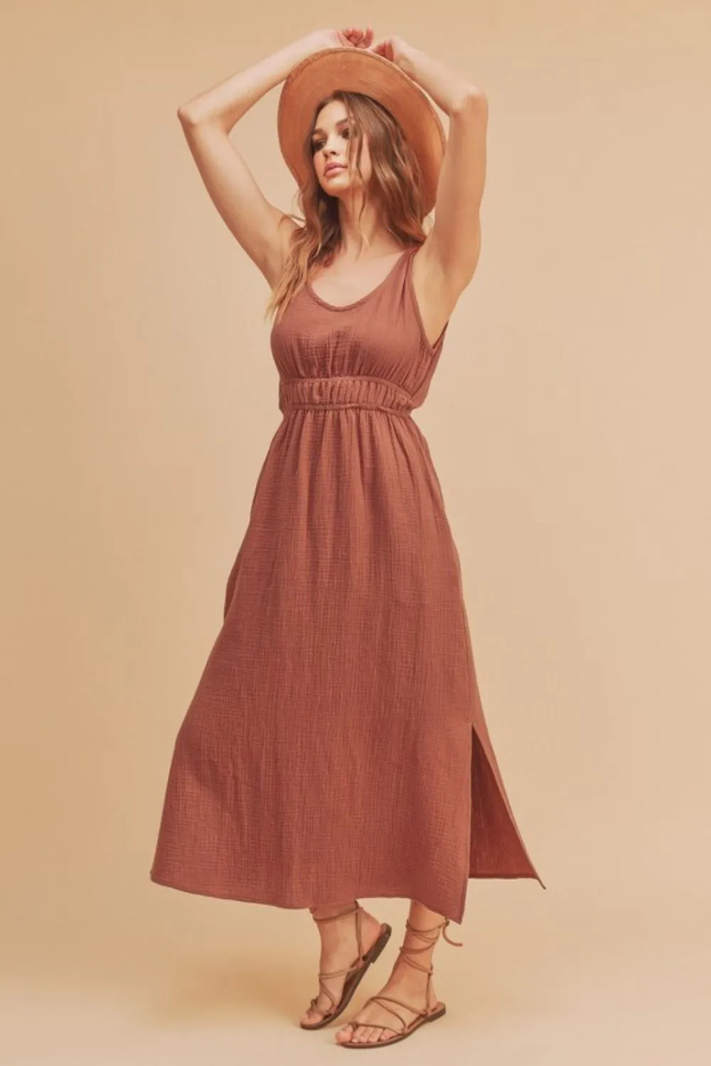 Aemi   Co Side Slit Round Neck Sleeveless Tank Dress
