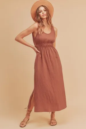 Aemi   Co Side Slit Round Neck Sleeveless Tank Dress