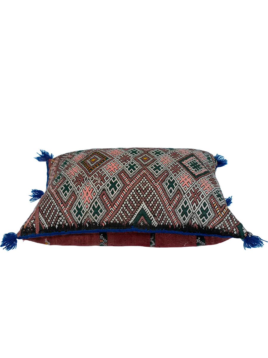 Ain Leuh Vintage Pillow - Rosewood and Teal