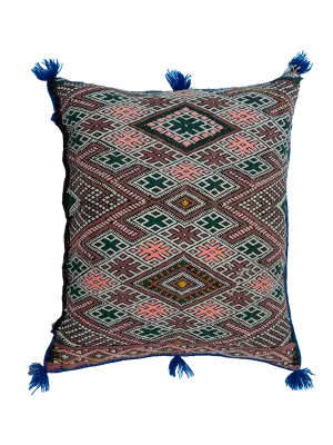 Ain Leuh Vintage Pillow - Rosewood and Teal