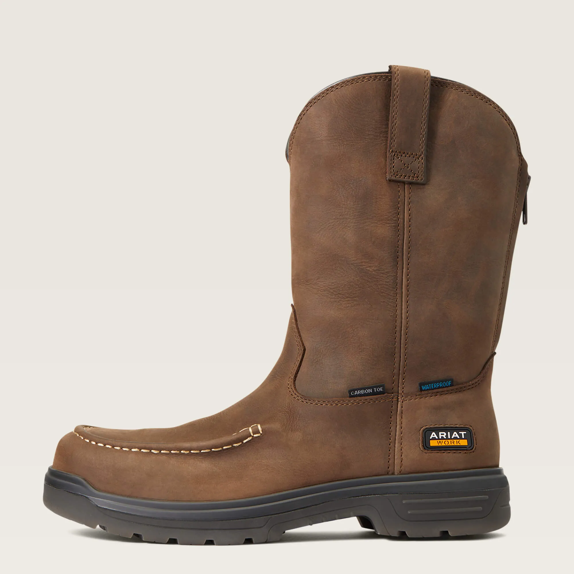 Ariat Men's Turbo Moc Toe Carbon Toe Waterproof Work Boot - Mocha - 10040396