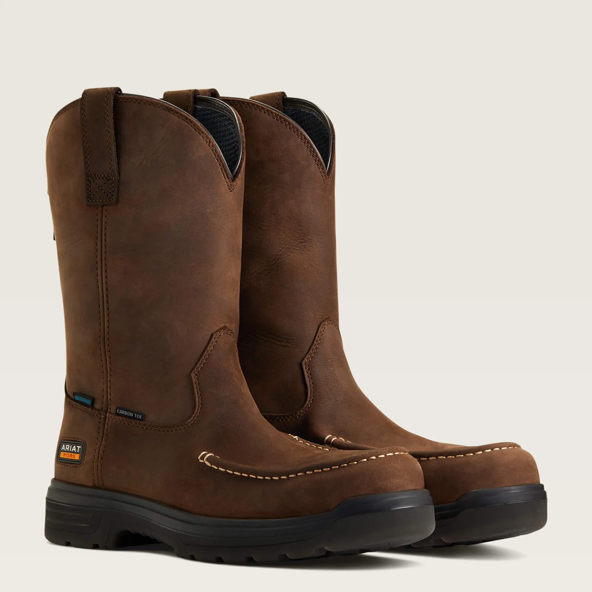 Ariat Men's Turbo Moc Toe Carbon Toe Waterproof Work Boot - Mocha - 10040396