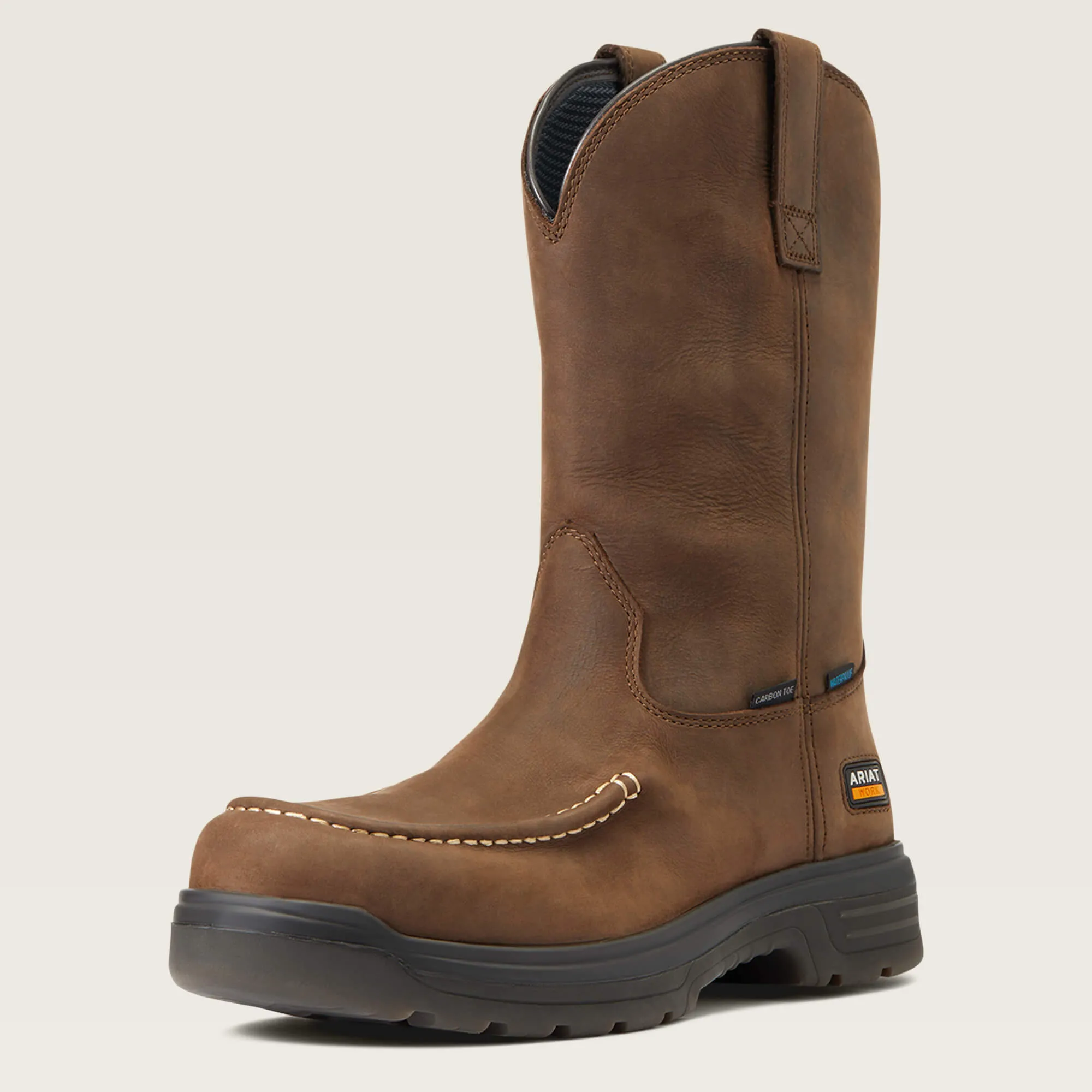 Ariat Men's Turbo Moc Toe Carbon Toe Waterproof Work Boot - Mocha - 10040396