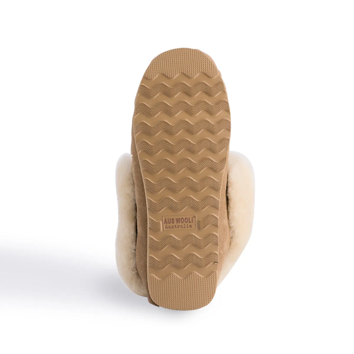AUS WOOLI HAND STITCHED WOMENS SHEEPSKIN MOCCASIN - Chestnut/Tan