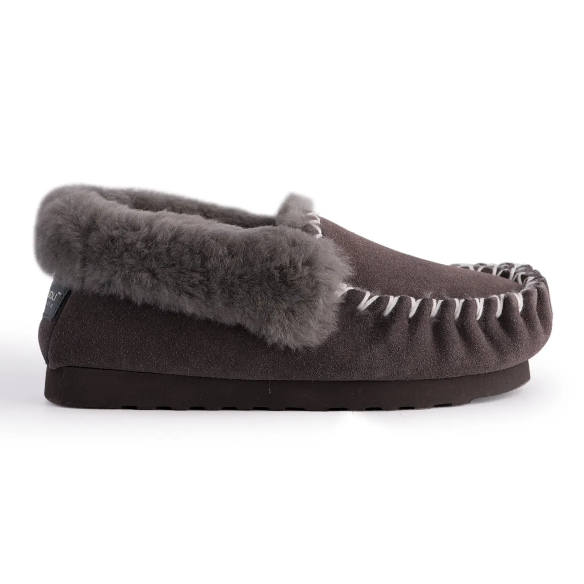 AUS WOOLI HAND STITCHED WOMENS SHEEPSKIN MOCCASIN - Dark Grey