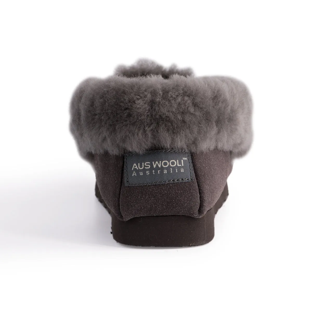 AUS WOOLI HAND STITCHED WOMENS SHEEPSKIN MOCCASIN - Dark Grey