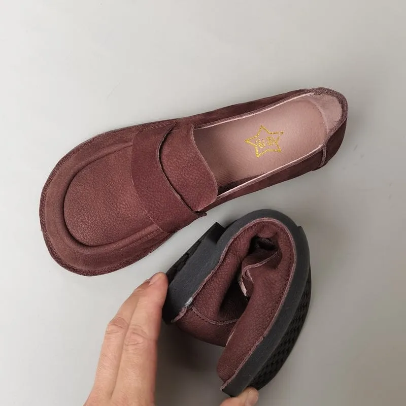 Autumn Retro Leather Flat Casual Loafers