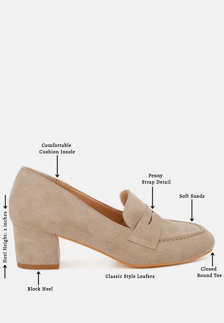 Block Heel Suede Loafers By RUW