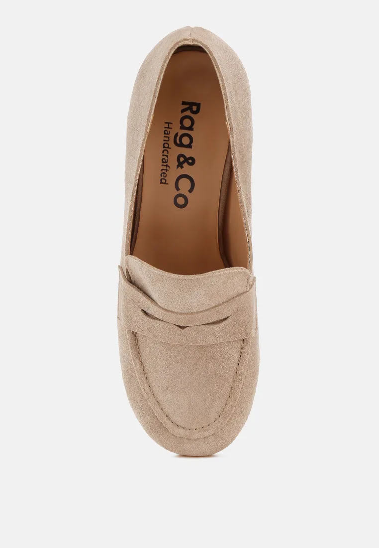 Block Heel Suede Loafers By RUW