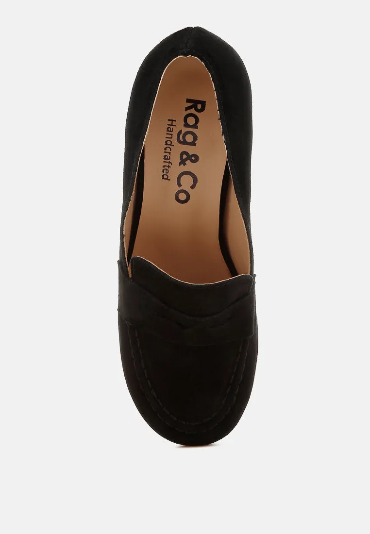 Block Heel Suede Loafers By RUW