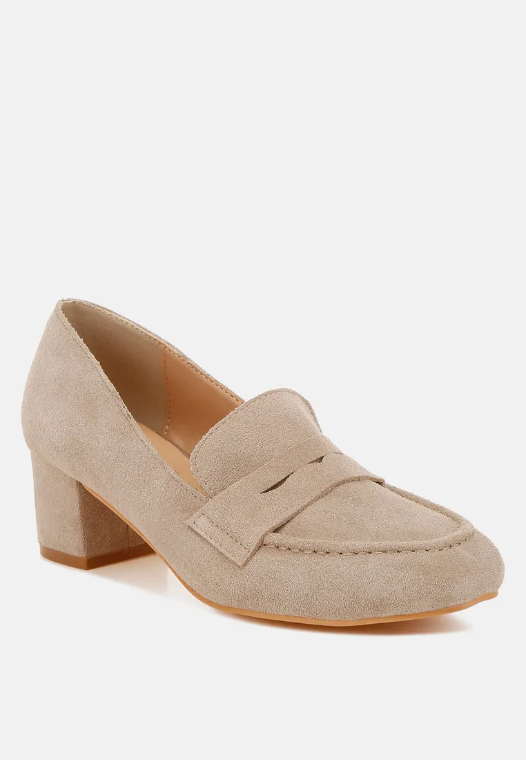 Block Heel Suede Loafers By RUW