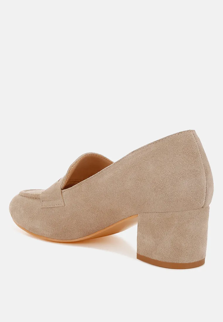 Block Heel Suede Loafers By RUW
