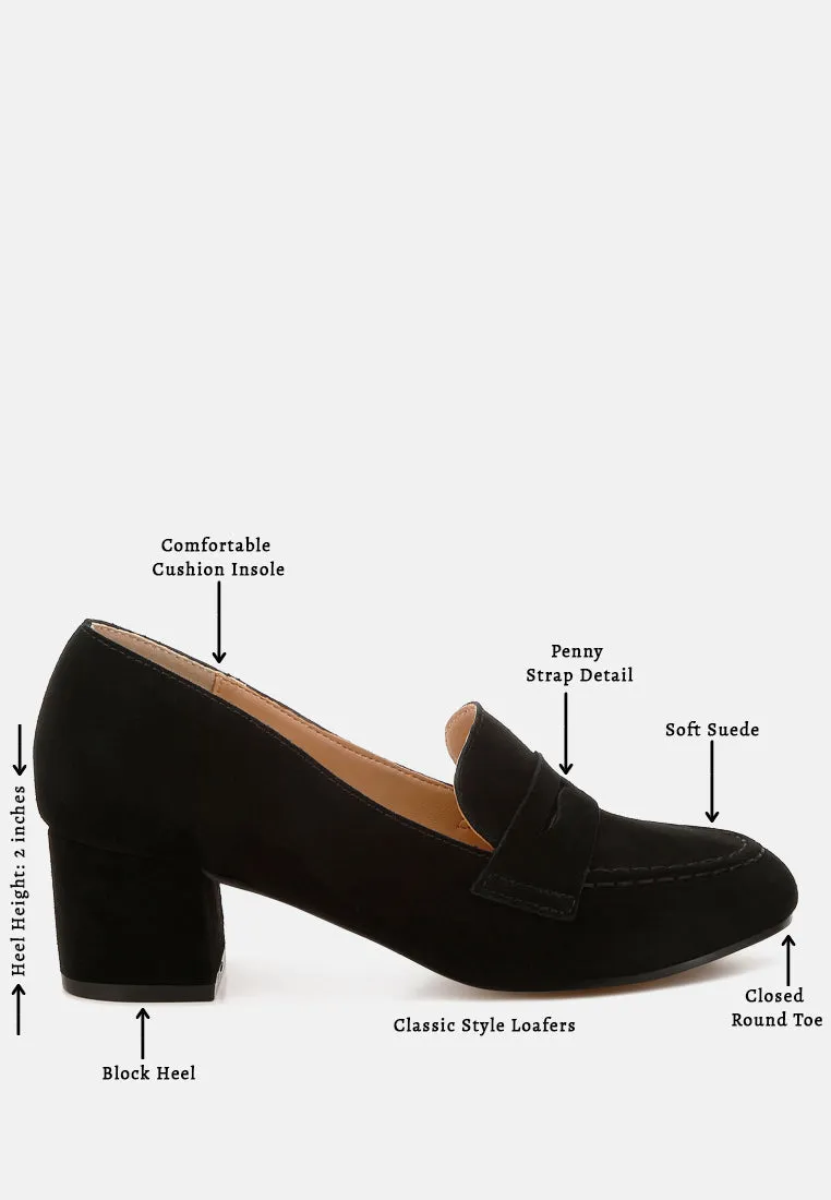 Block Heel Suede Loafers By RUW