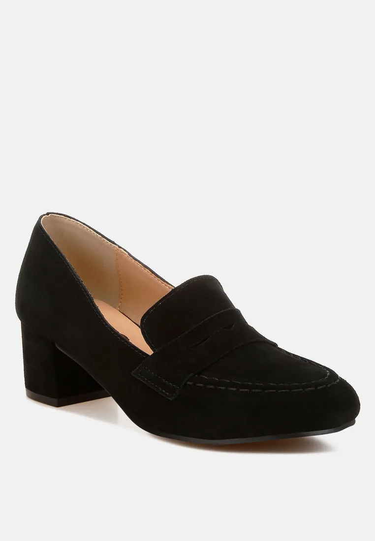 Block Heel Suede Loafers By RUW