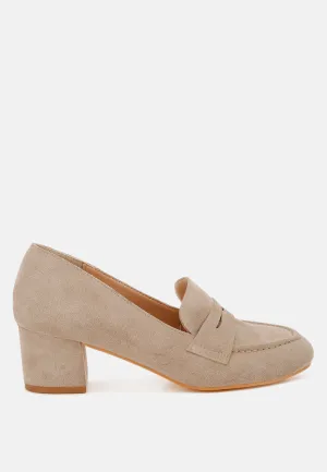 Block Heel Suede Loafers By RUW