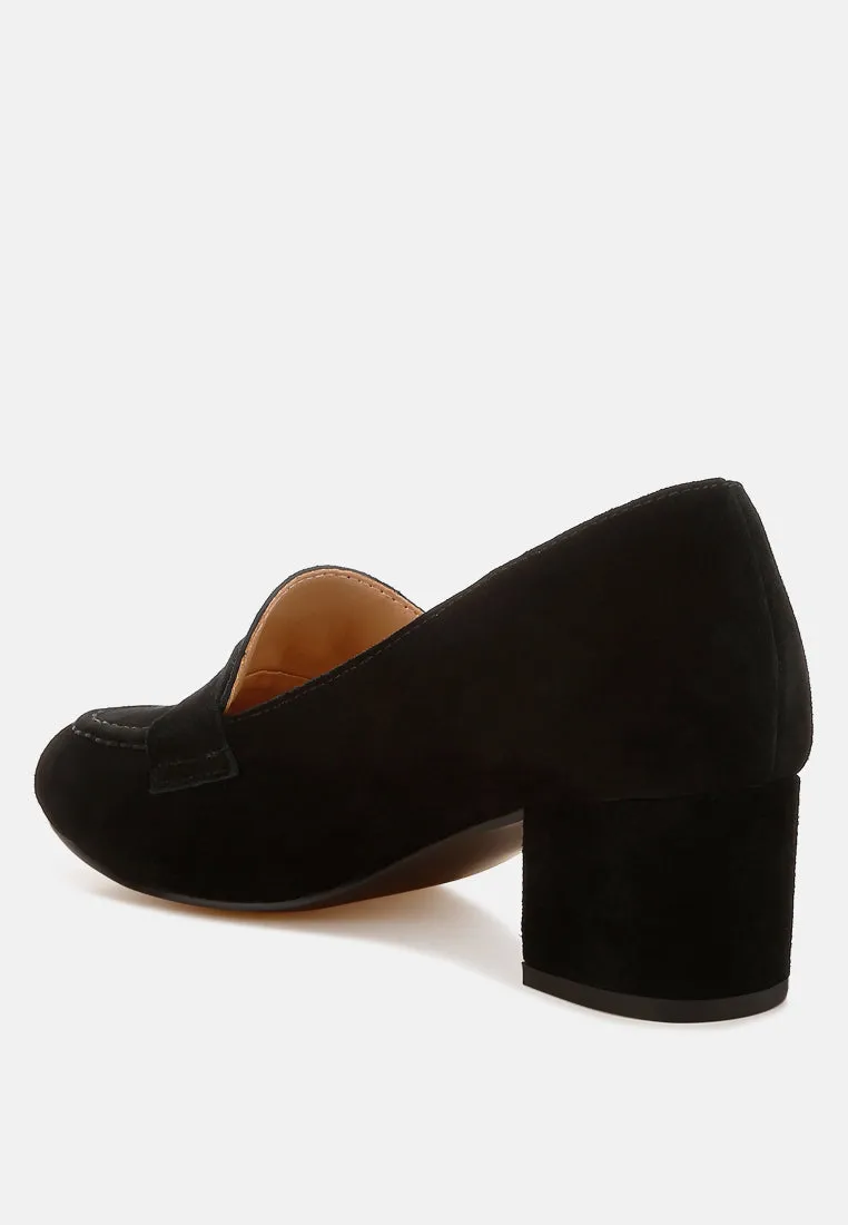 Block Heel Suede Loafers By RUW