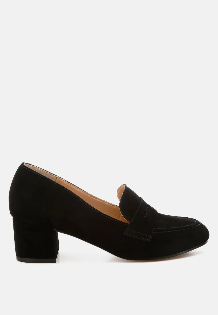 Block Heel Suede Loafers By RUW