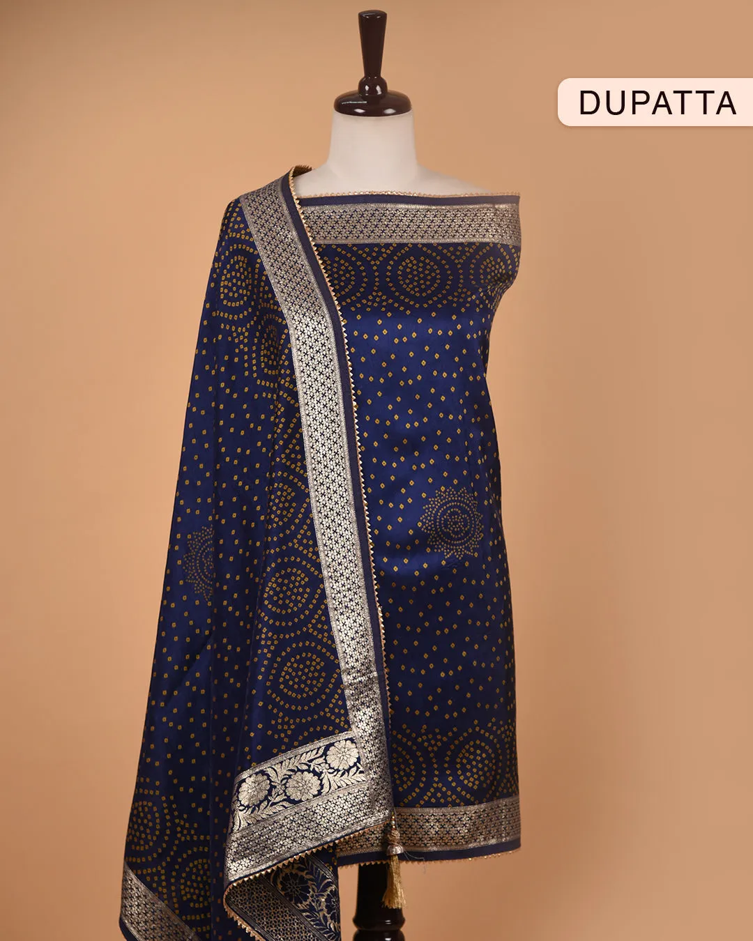 Blue Silk Viscose Woven With Embroidery Unstitched Suit Fabric Set WIth Silk Banarasi Woven Dupatta