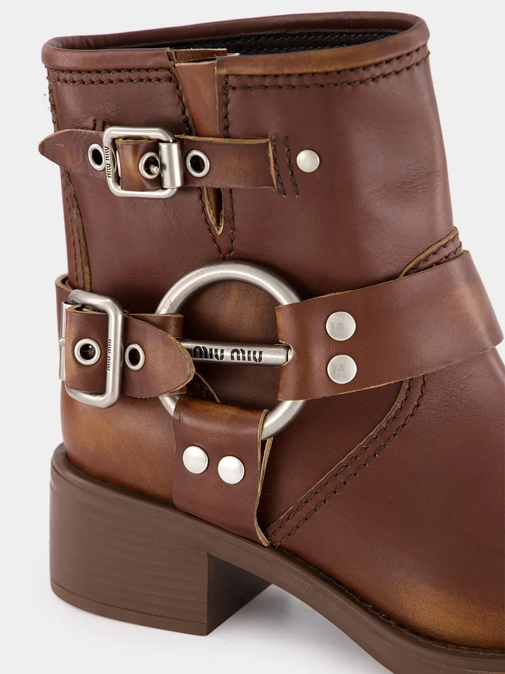 Brown Sienna Leather Ankle Boots