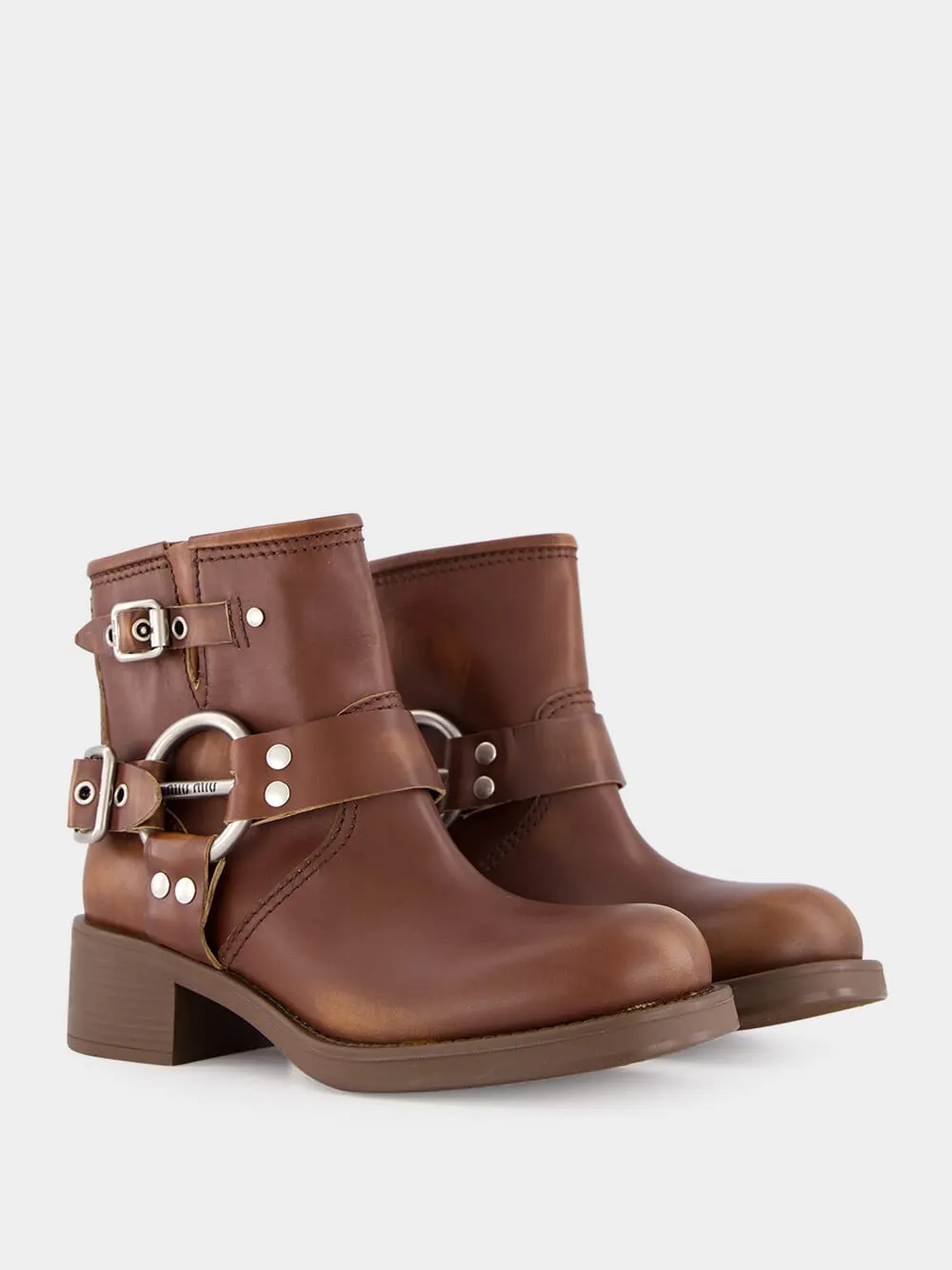 Brown Sienna Leather Ankle Boots