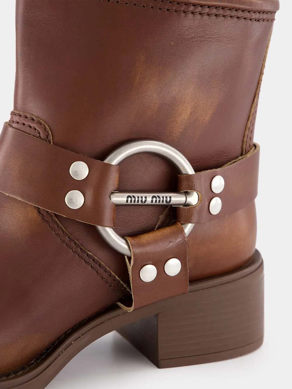 Brown Sienna Leather Ankle Boots