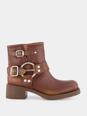 Brown Sienna Leather Ankle Boots