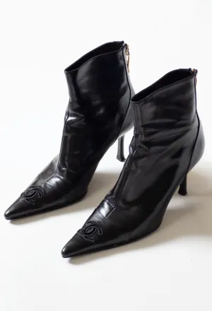 Chanel Black Vintage Mesh CC Boots