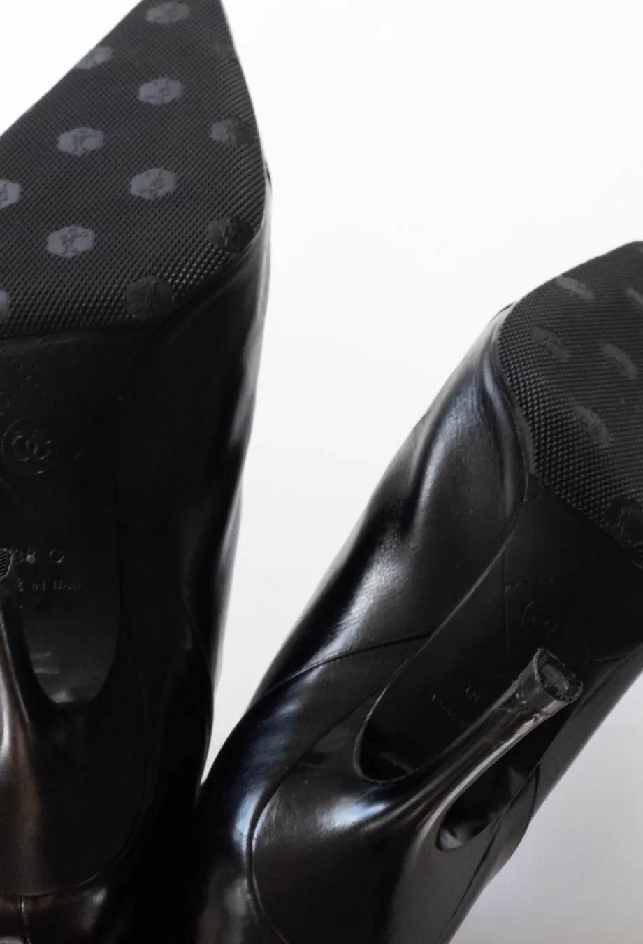 Chanel Black Vintage Mesh CC Boots