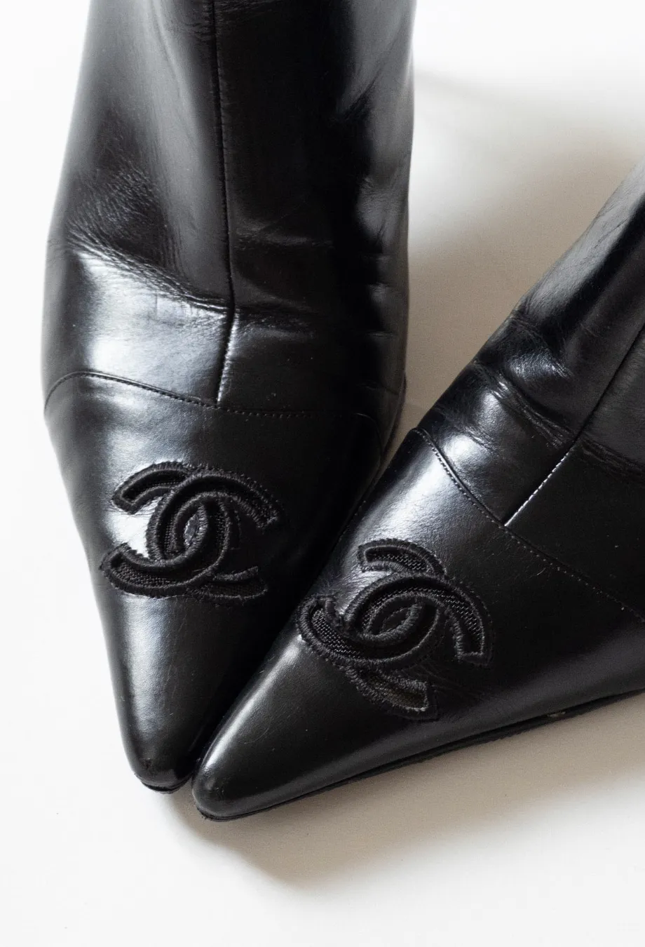 Chanel Black Vintage Mesh CC Boots