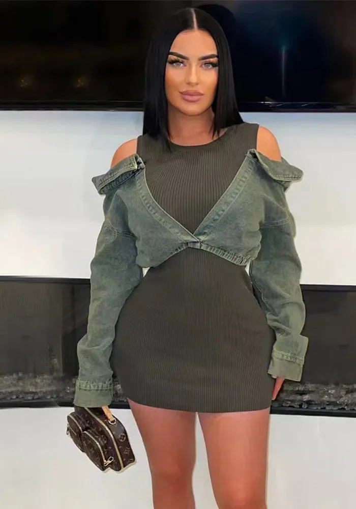 Chic Patchwork Denim Bodycon Dress for Effortless Casual Glam