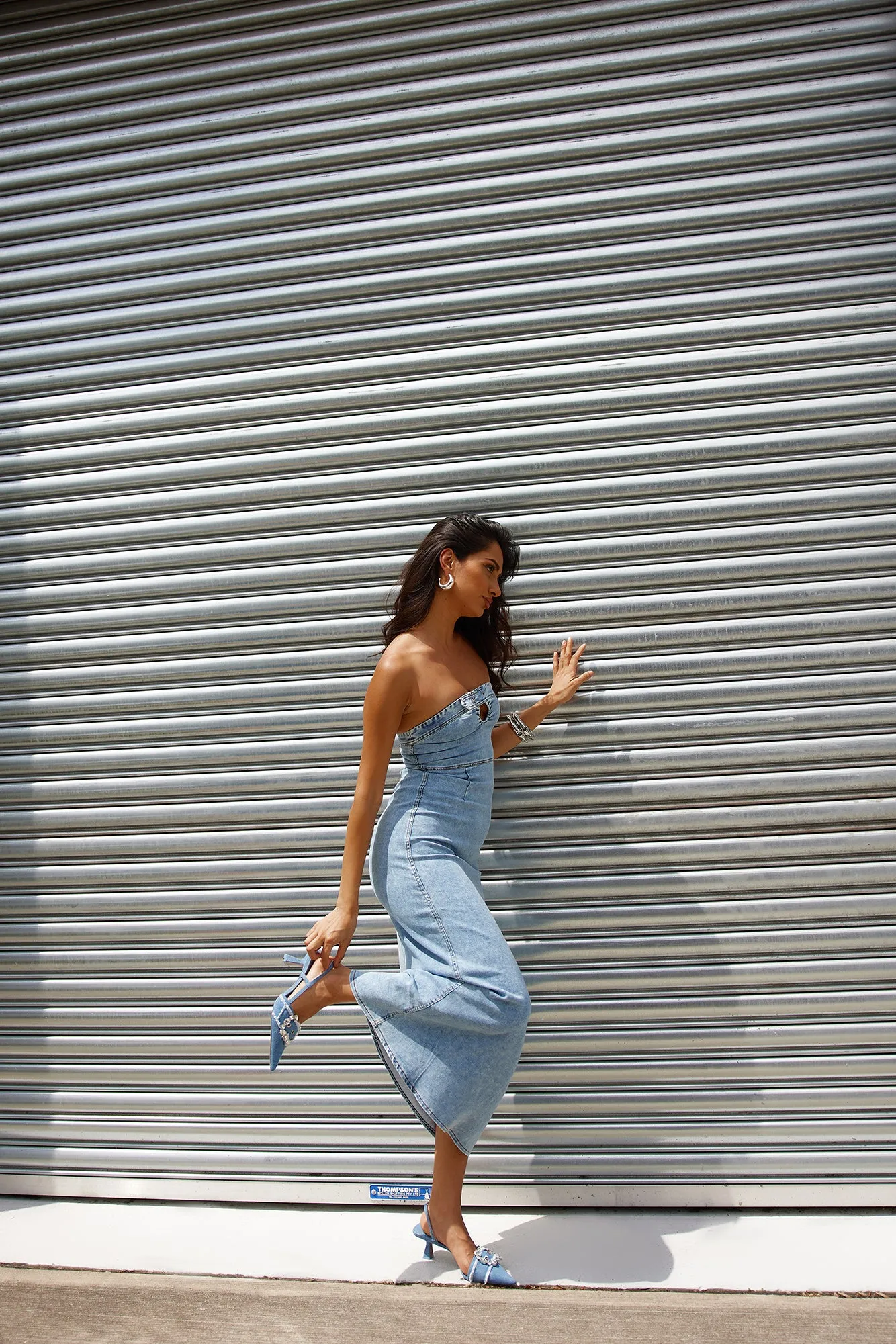 Choice Is Yours Strapless Maxi Dress Denim