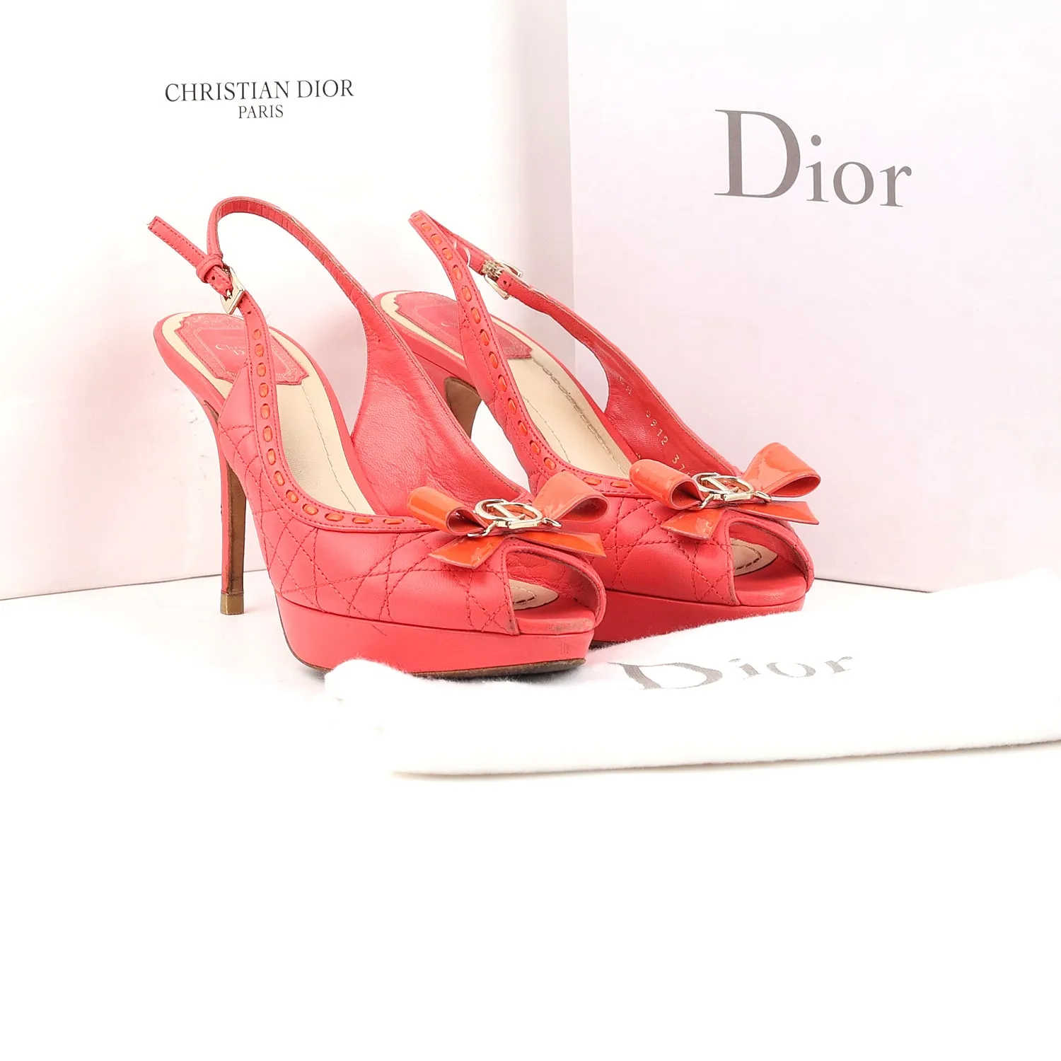 Christian Dior Leather Peep Toe Pumps