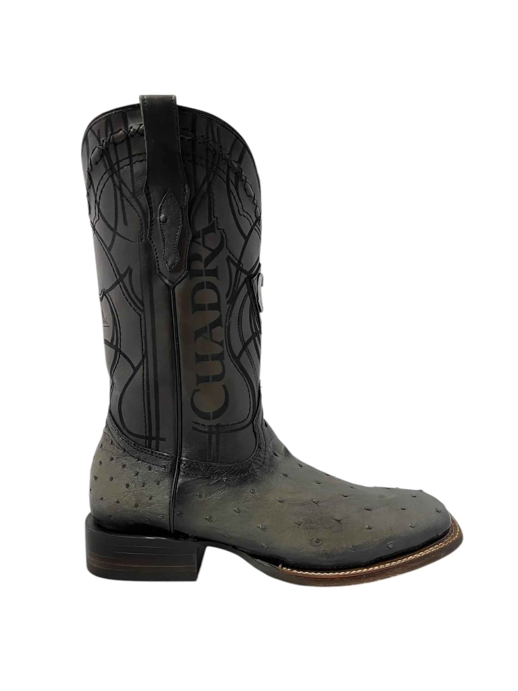 Cuadra Flame Grey Ostrich Embroidery Square Toe - CU806