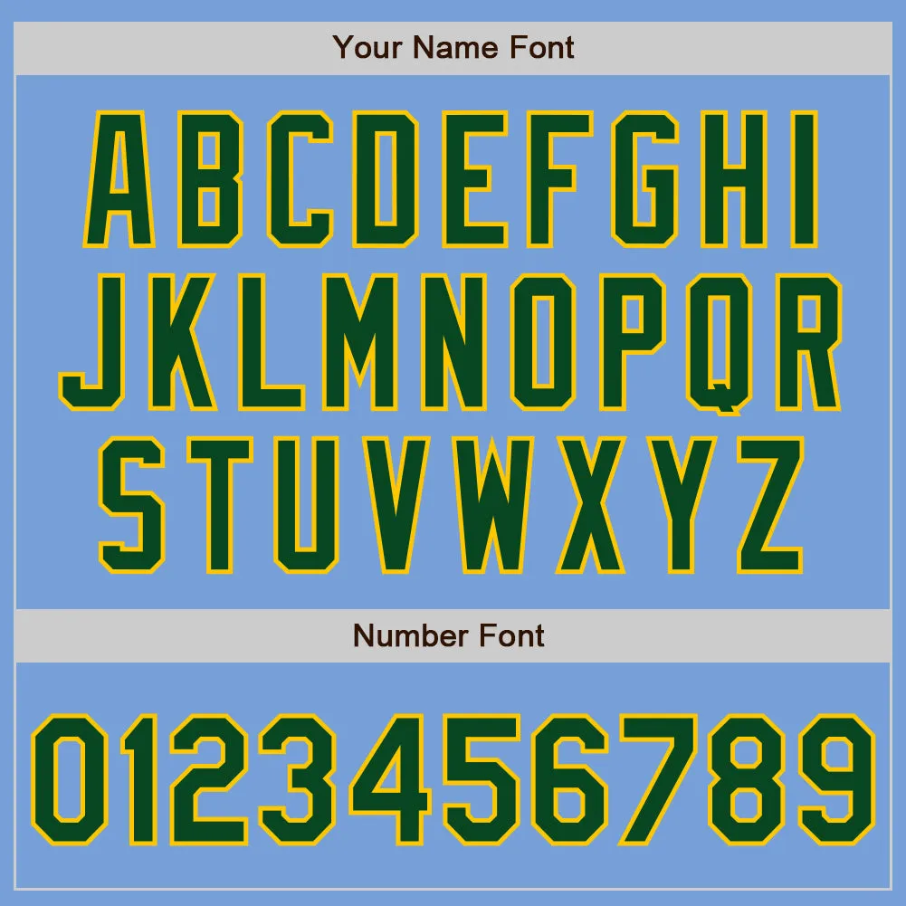 Custom Light Blue Green-Gold Authentic Baseball Jersey