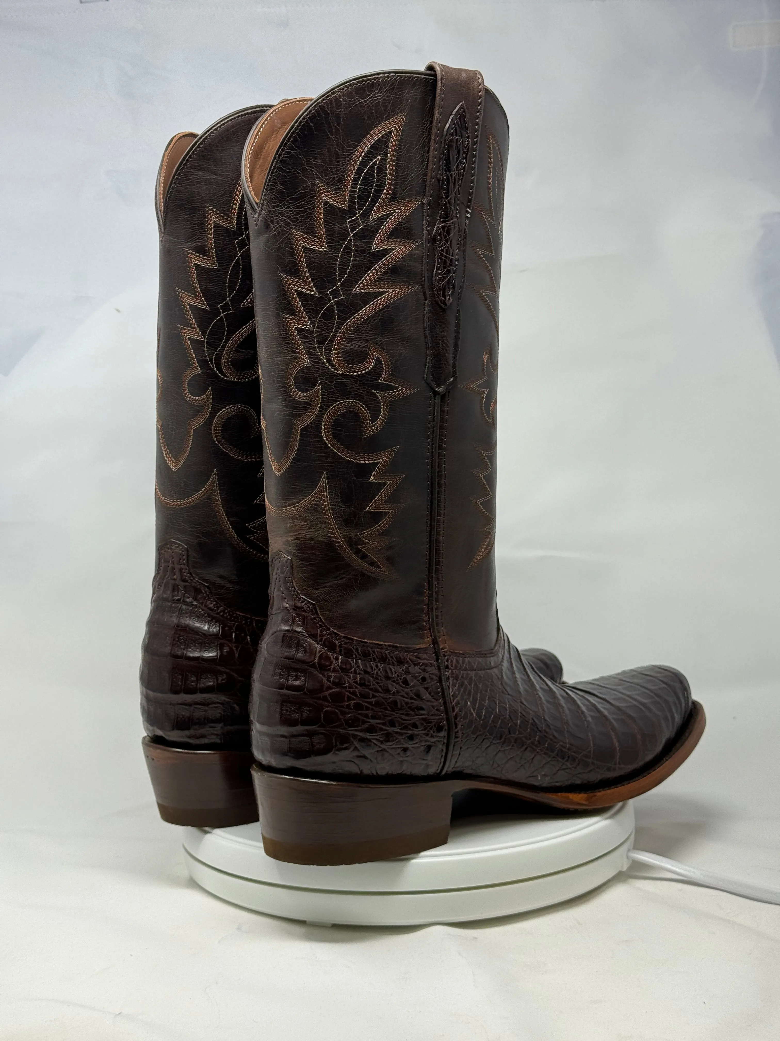 DJ2028 | Don Juan Boots Men's Caiman Belly Chocolate Diamond Toe