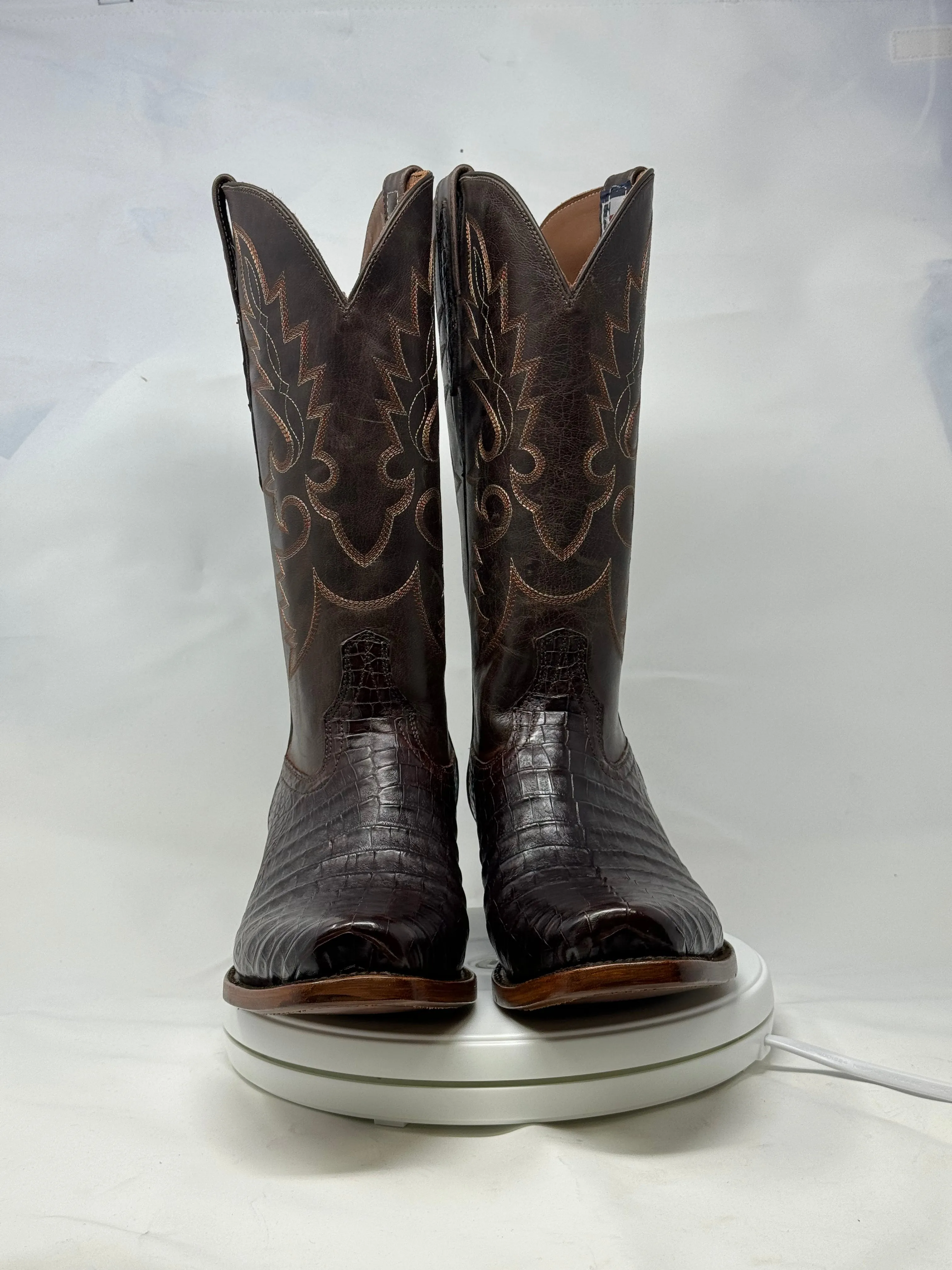 DJ2028 | Don Juan Boots Men's Caiman Belly Chocolate Diamond Toe