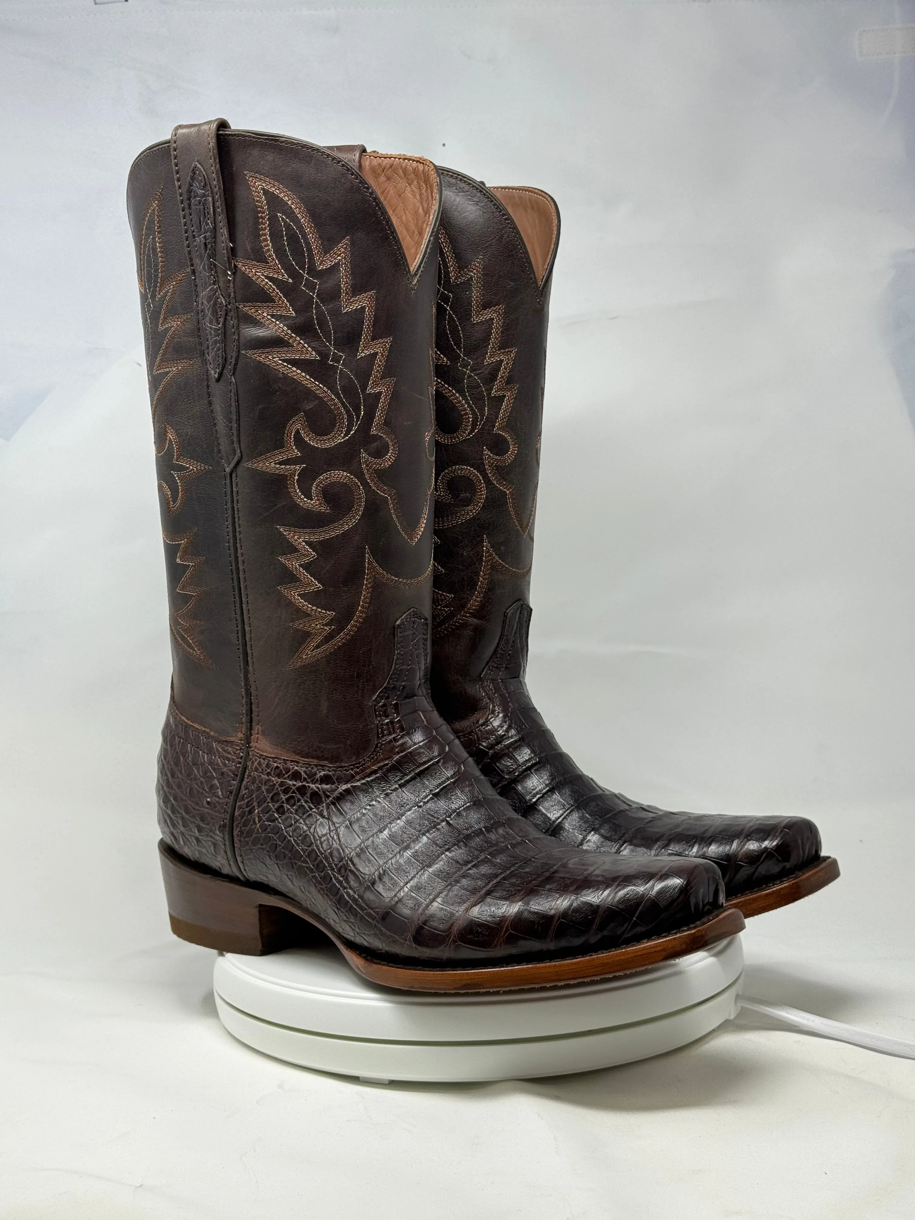 DJ2028 | Don Juan Boots Men's Caiman Belly Chocolate Diamond Toe