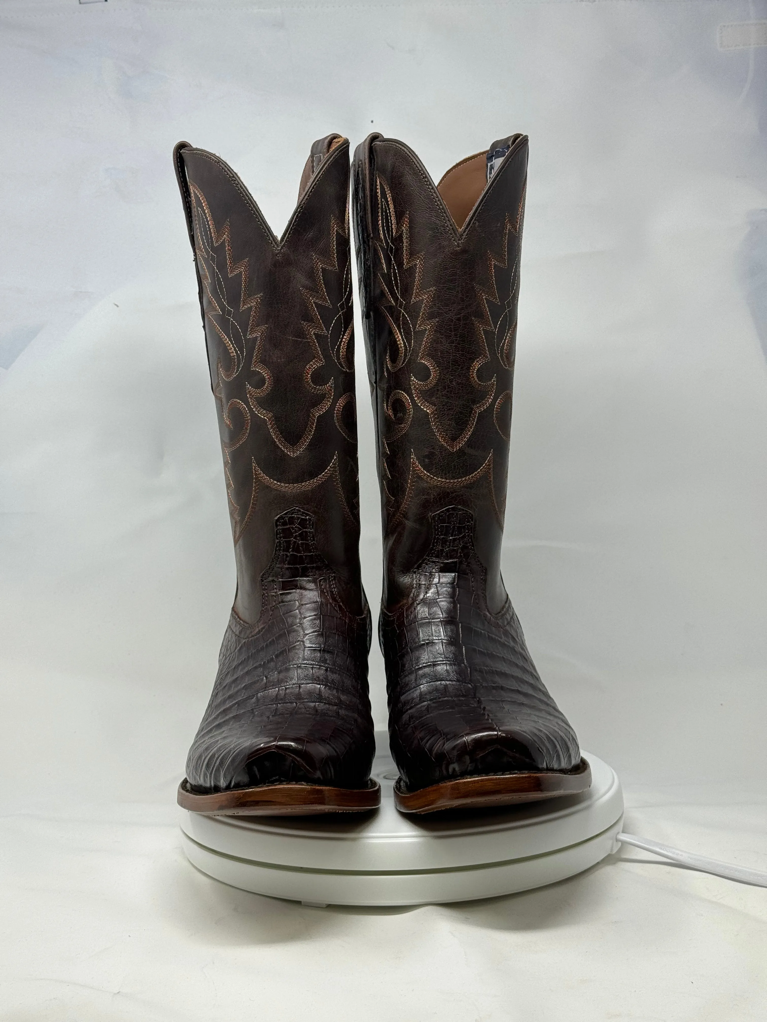 DJ2028 | Don Juan Boots Men's Caiman Belly Chocolate Diamond Toe