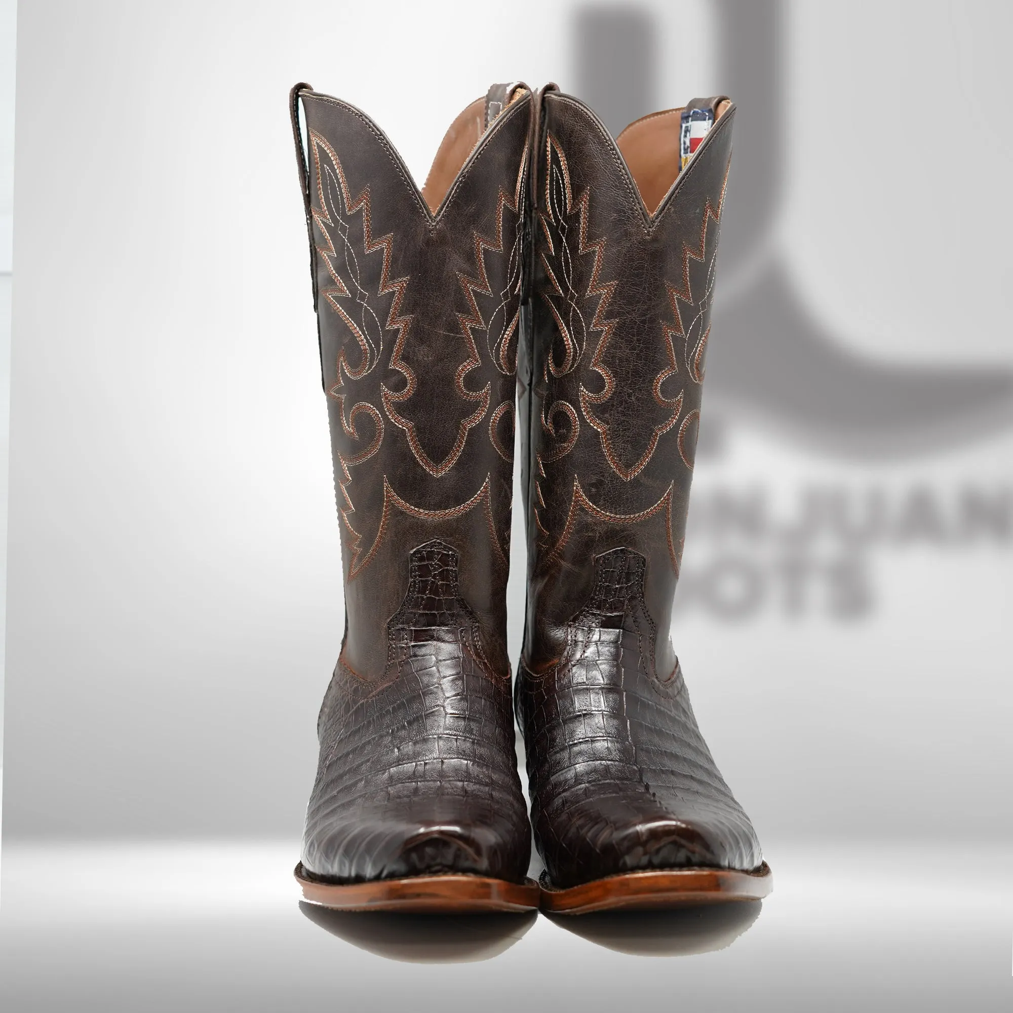 DJ2028 | Don Juan Boots Men's Caiman Belly Chocolate Diamond Toe