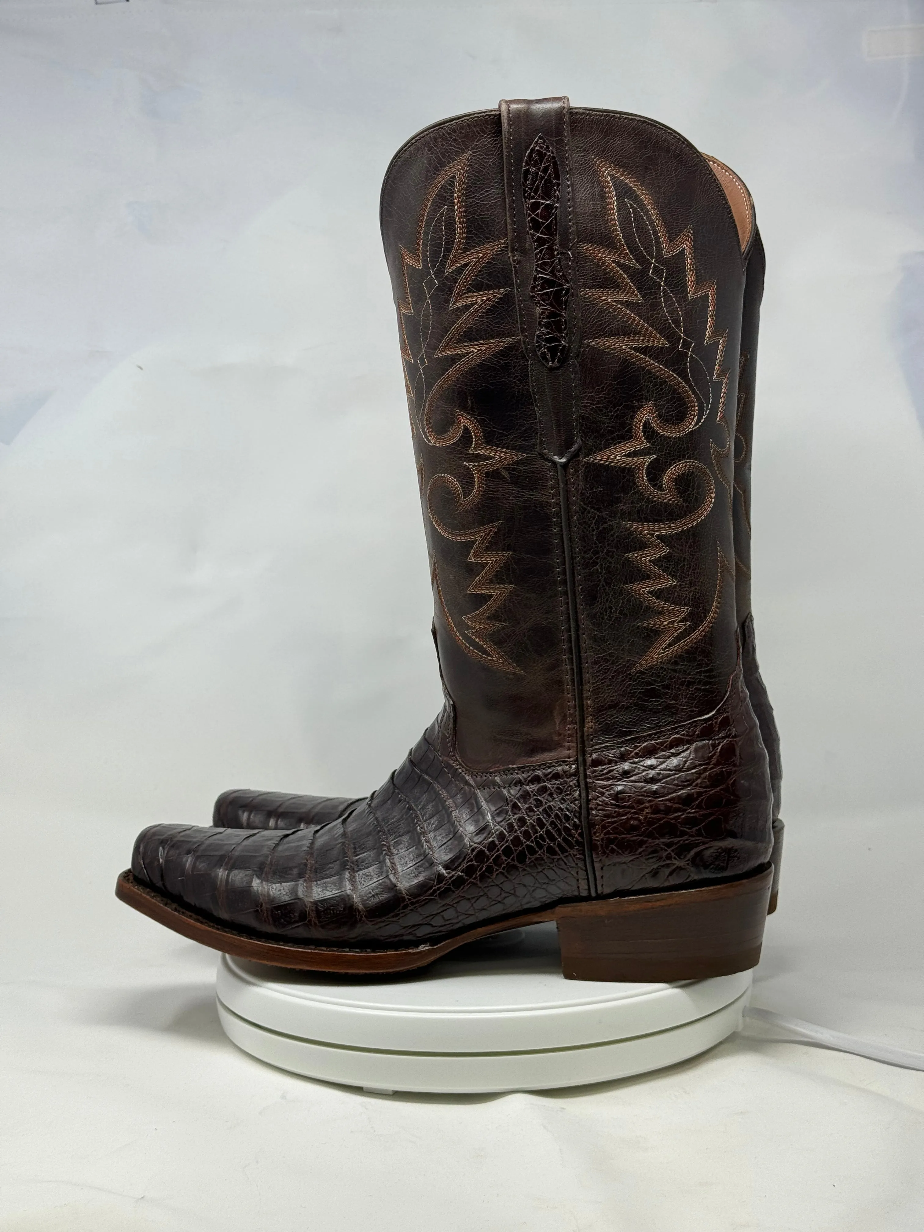 DJ2028 | Don Juan Boots Men's Caiman Belly Chocolate Diamond Toe