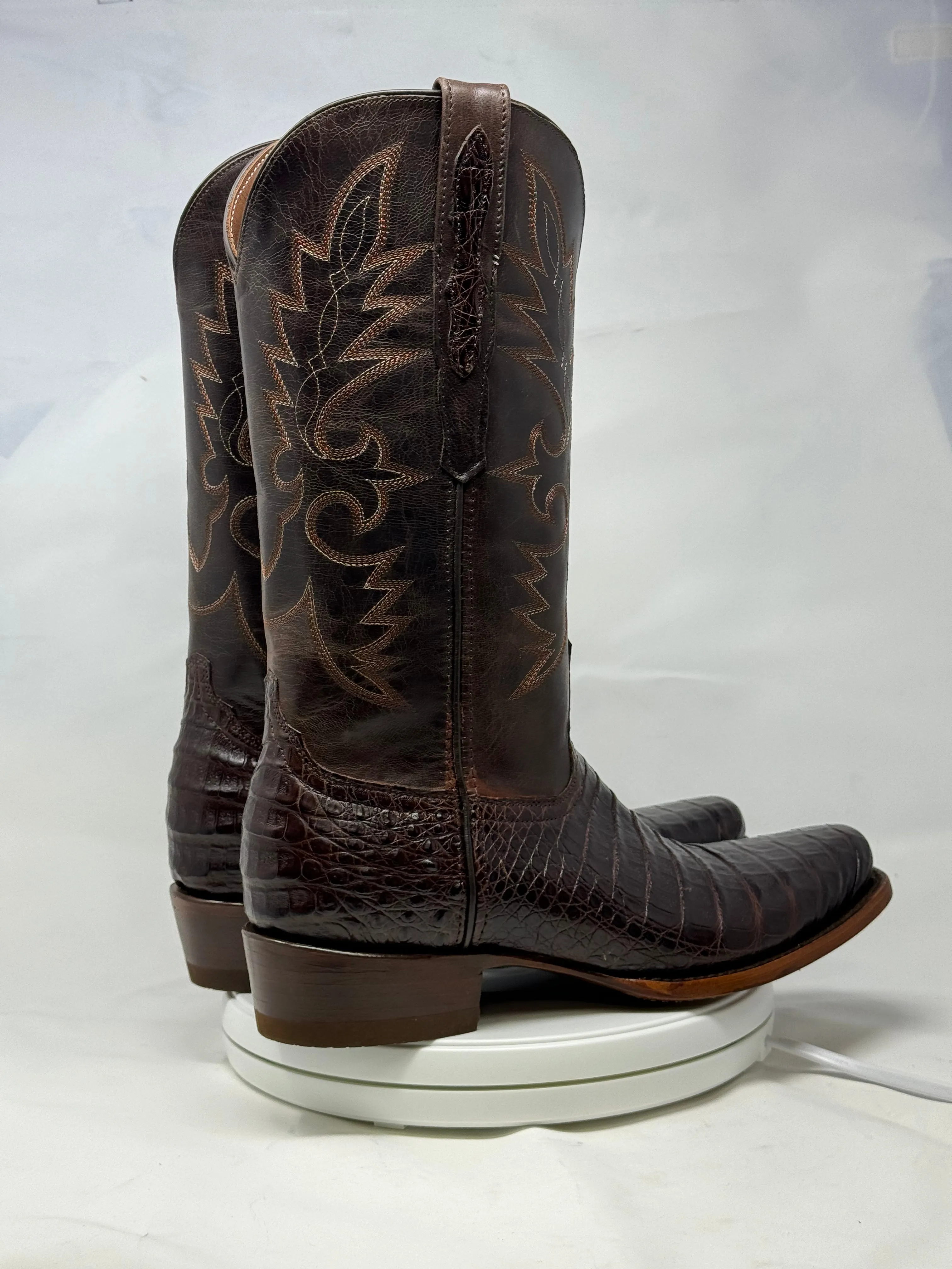 DJ2028 | Don Juan Boots Men's Caiman Belly Chocolate Diamond Toe