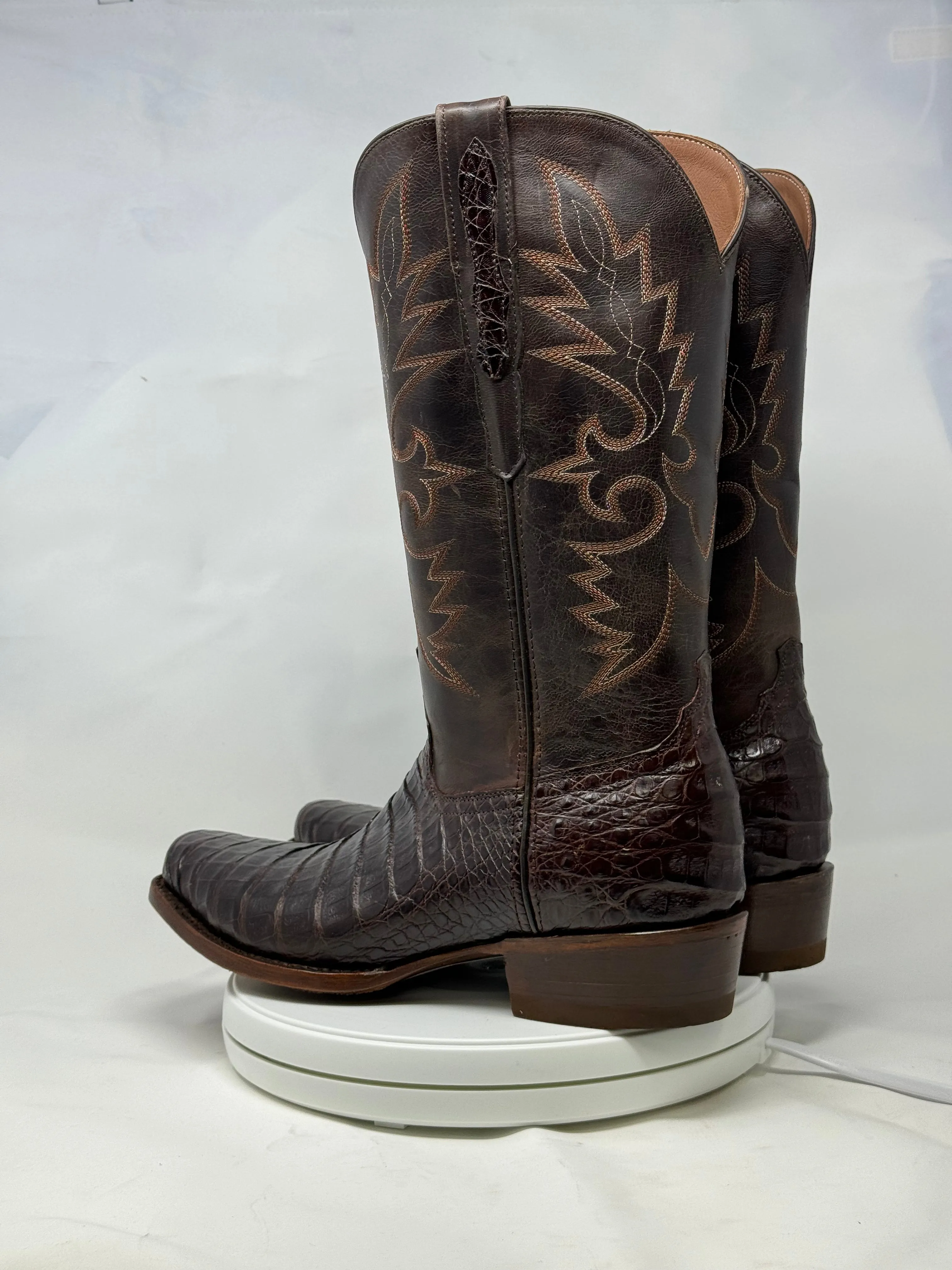 DJ2028 | Don Juan Boots Men's Caiman Belly Chocolate Diamond Toe