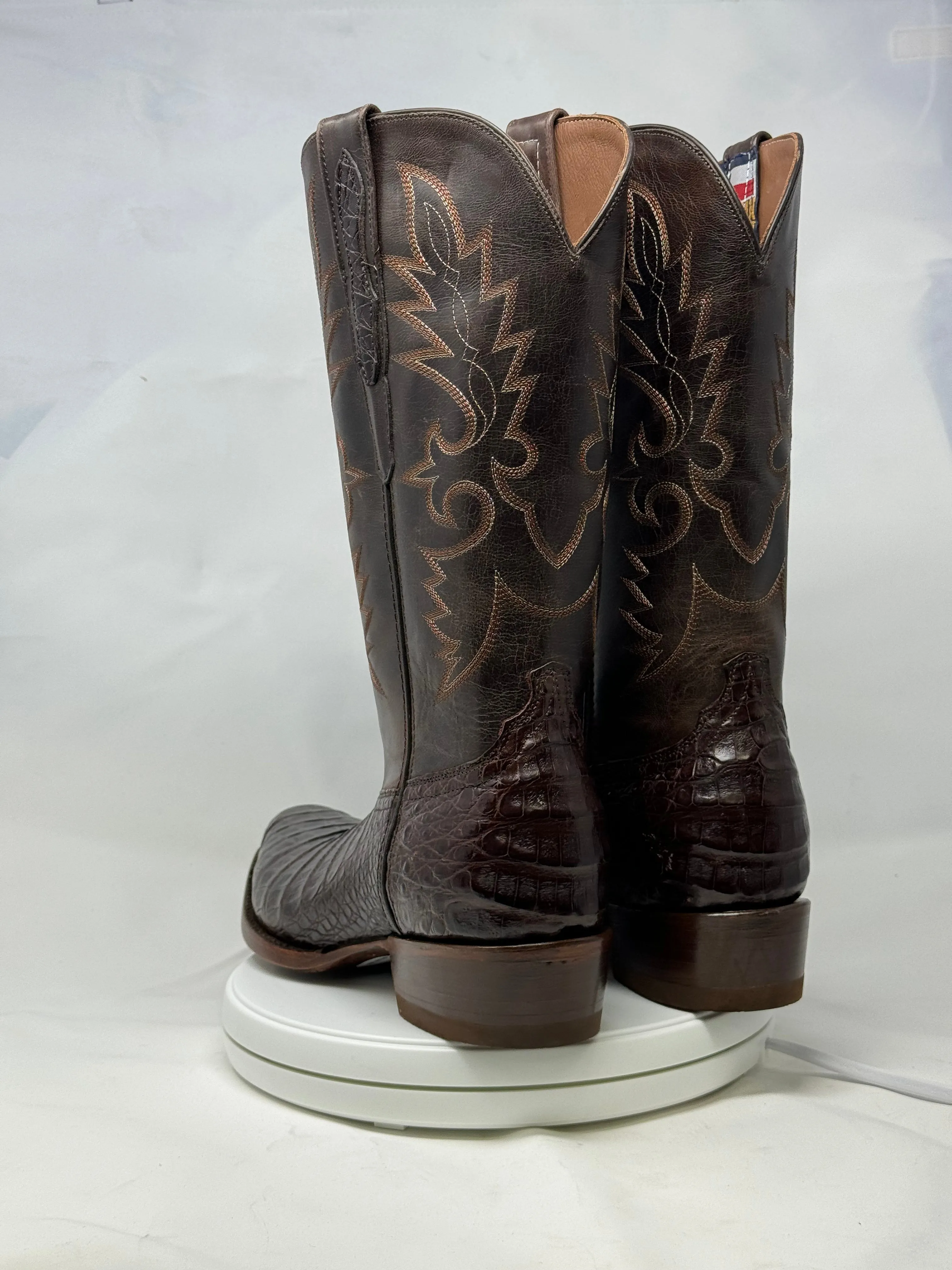 DJ2028 | Don Juan Boots Men's Caiman Belly Chocolate Diamond Toe