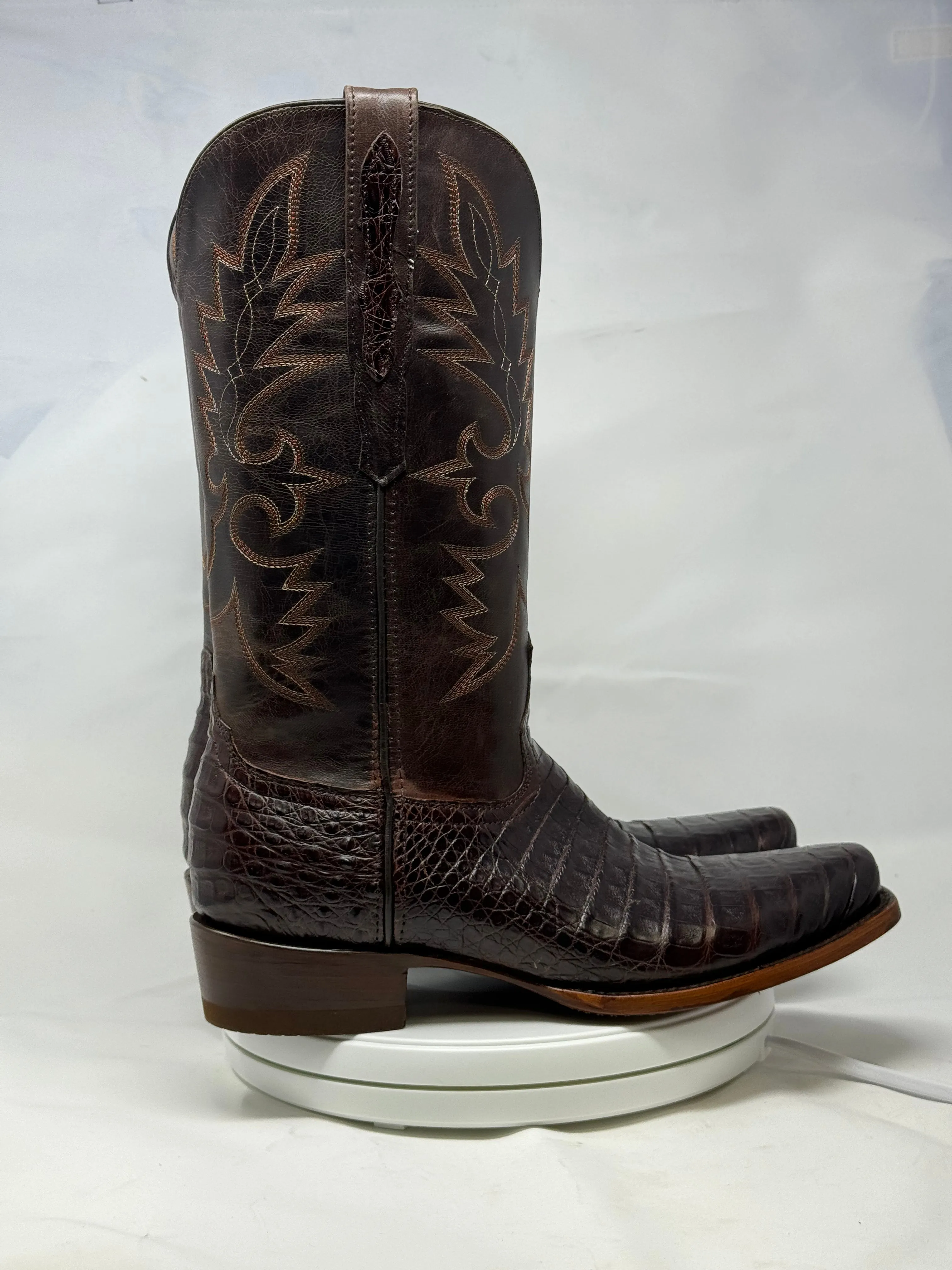 DJ2028 | Don Juan Boots Men's Caiman Belly Chocolate Diamond Toe