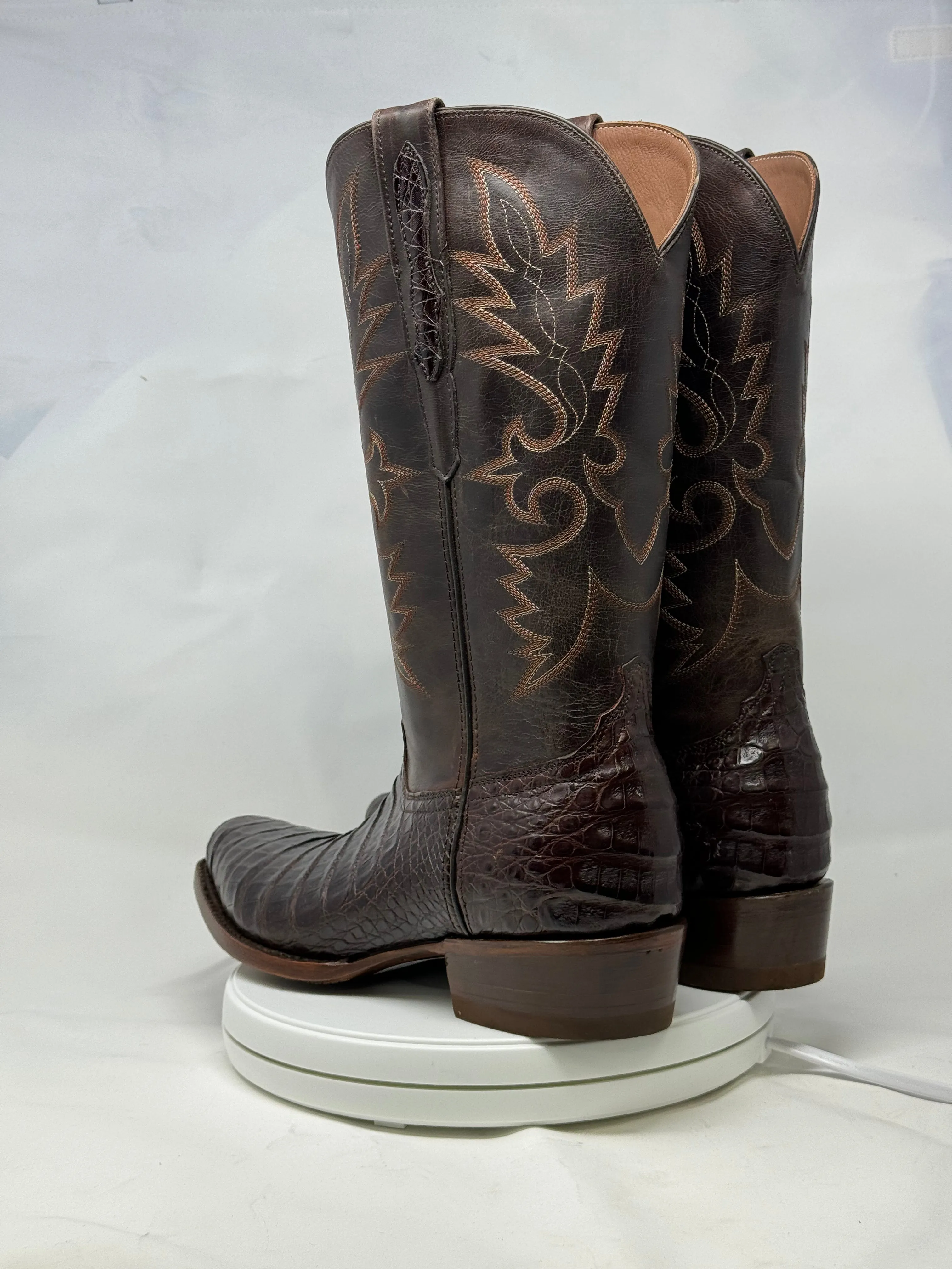DJ2028 | Don Juan Boots Men's Caiman Belly Chocolate Diamond Toe